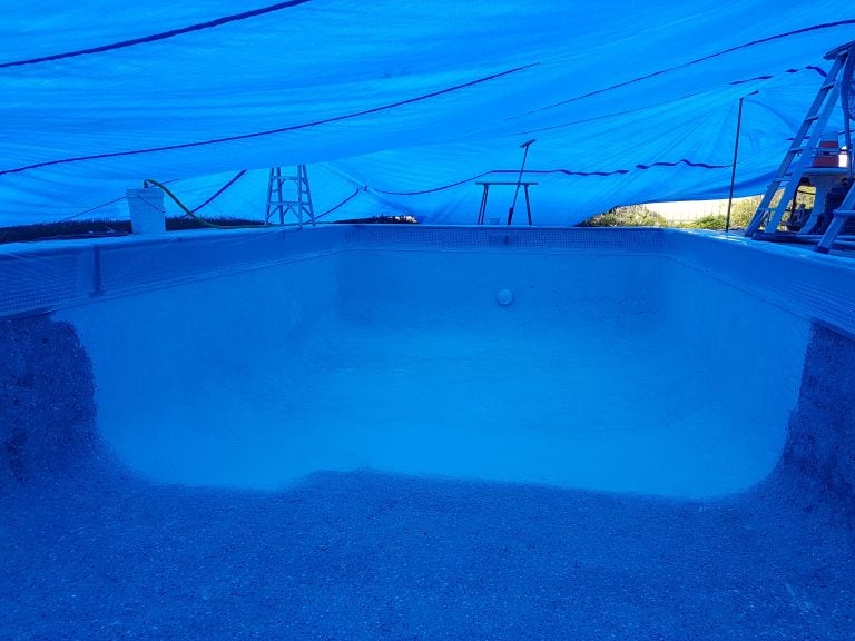 the pool was carefully covered to dry it